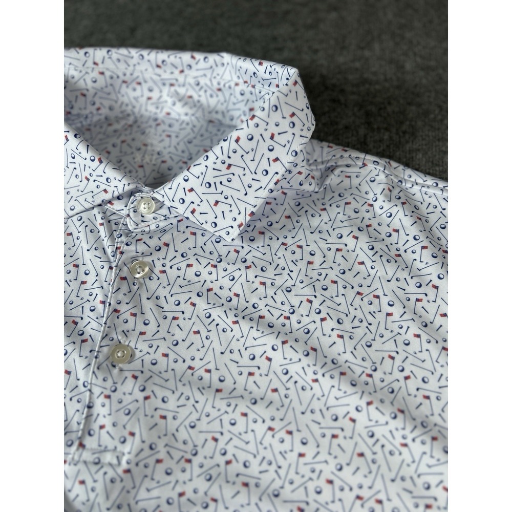 Rhoback Polo Shirt Mens 2XL Multicolor Golf  Print Stretch Performance USA